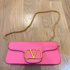 Valentino 100% Authentic Vibrant Pink Bag with Gold Accents